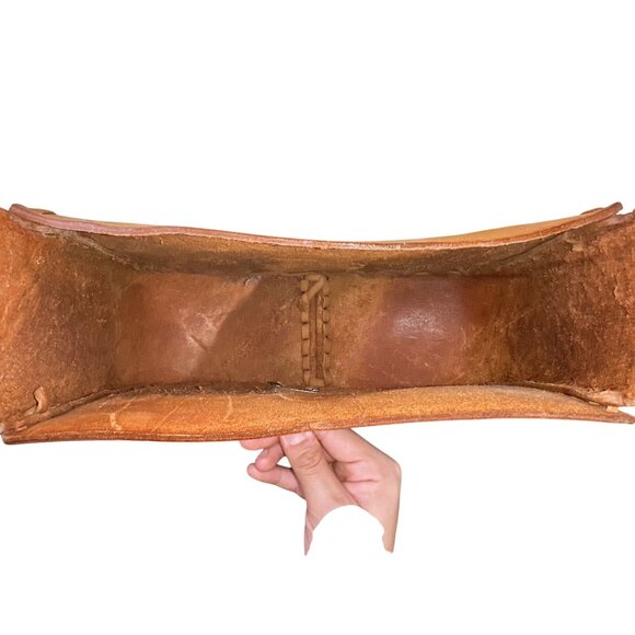 Handcrafted Western Saddle Shoulder Purse w/ Tooled Leather Floral Design - Picture 11 of 11